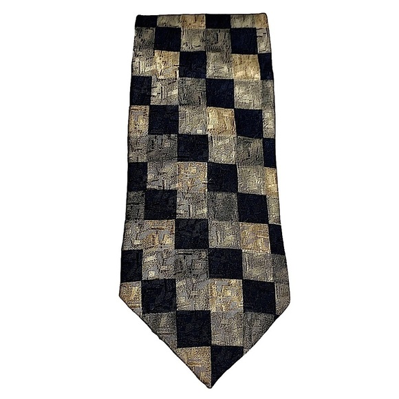 ERMENEGILDO Zegna Geometric Print Silk Tie - Picture 1 of 7